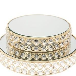 Set of 2 Stacking Faceted Glass Mirrored Trays by Valerie Parr Hill in Gold QVC